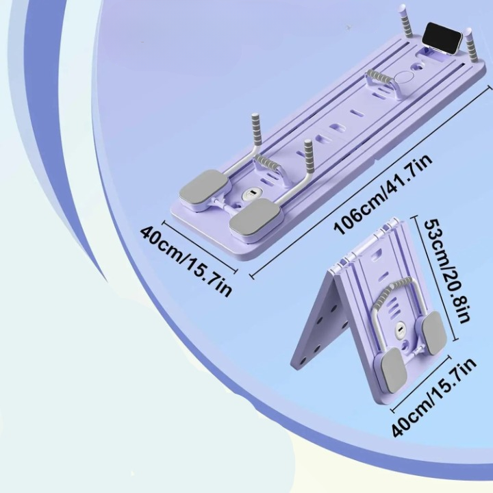 Planche Pilates Multifonction Pliable avec Bandes de Résistance et Barre Intégrée