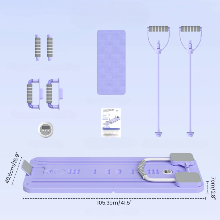 Planche Pilates Multifonction Pliable 6 en 1 avec Bandes de Résistance
