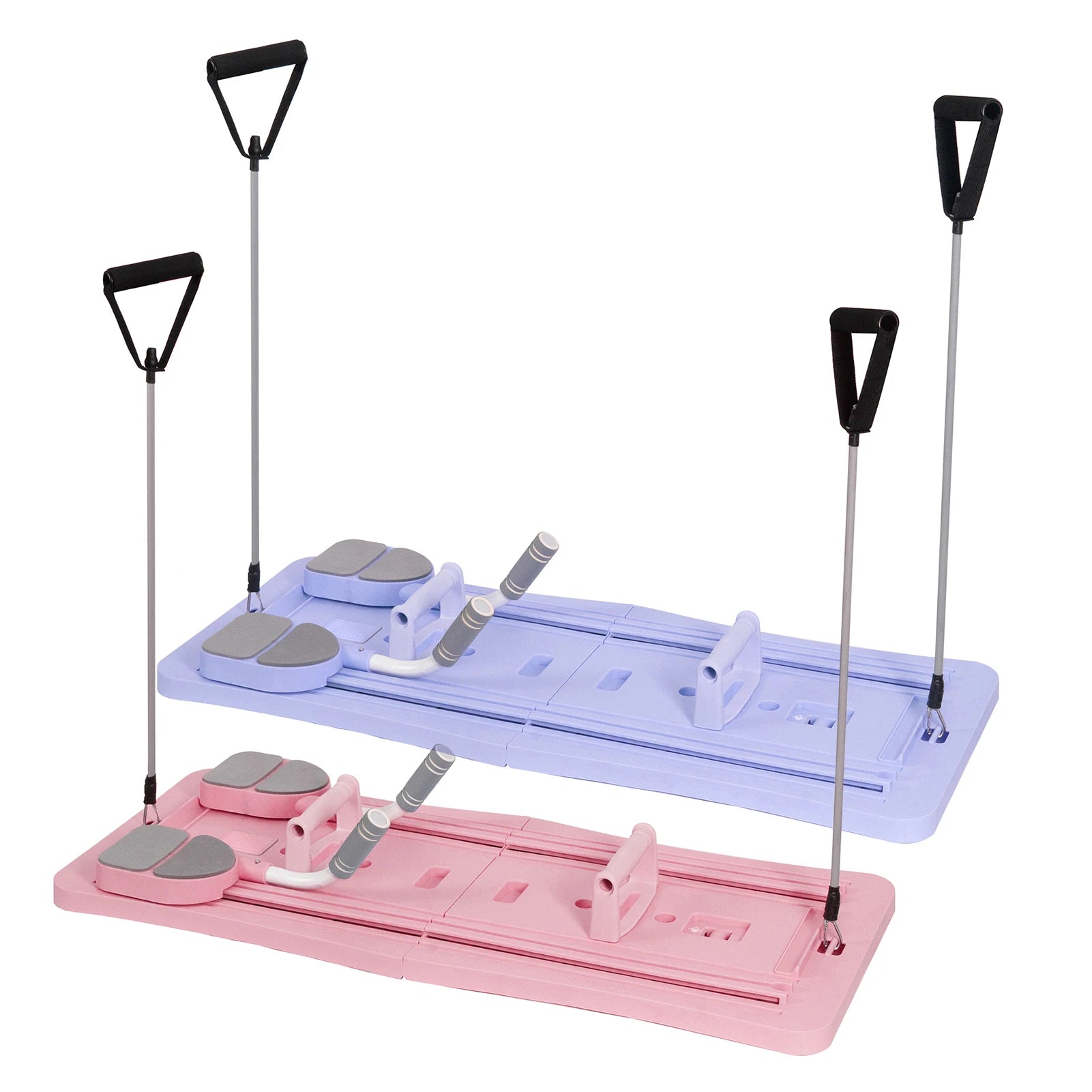 Planche Pilates Pliable 4 en 1 avec Roue Abdominale et Bandes de Résistance