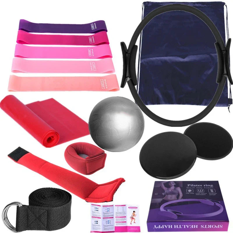Kit Pilates 16 Pièces – Anneau, Ballon, Bandes et Disques de Glisse