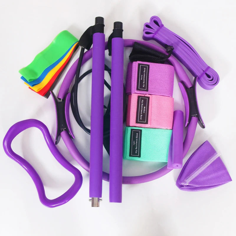 Kit Pilates avec Barre 14 Pièces : Station de Tirage Complète